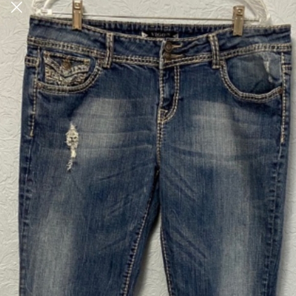 Vigoss Distressed Bootcut Jeans Flap Pocket A72 - Picture 3 of 9